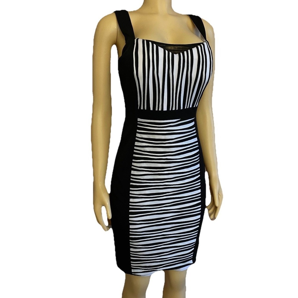 JAX Midi Tank Top Dress Womens Black & White Stripe Sleeveless Size 8